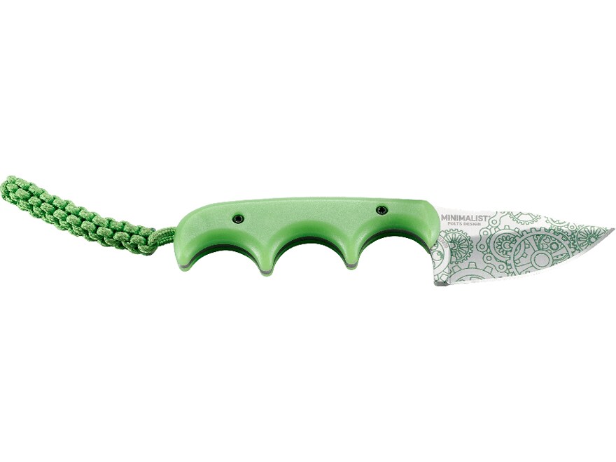 CRKT Minimalist Bowie Gears Fixed Blade Knife 2.13″ Drop Point 8Cr13MoV Stainless Satin Blade Glass Reinforced Nylon (GRN) Handle Green For Sale