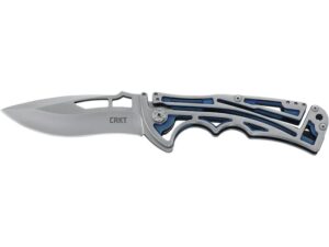 CRKT Nirk Tighe 2 Folding Knife 3.25″ Drop Point AUS-8 Stainless Satin Blade Stainless Steel Handle Blue For Sale