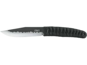 CRKT Nishi Fixed Blade Knife 4.42″ Clip Point 8Cr13MoV Stainless Titanium Nitride Blade Cord Wrapped Stainless Steel Handle Black For Sale