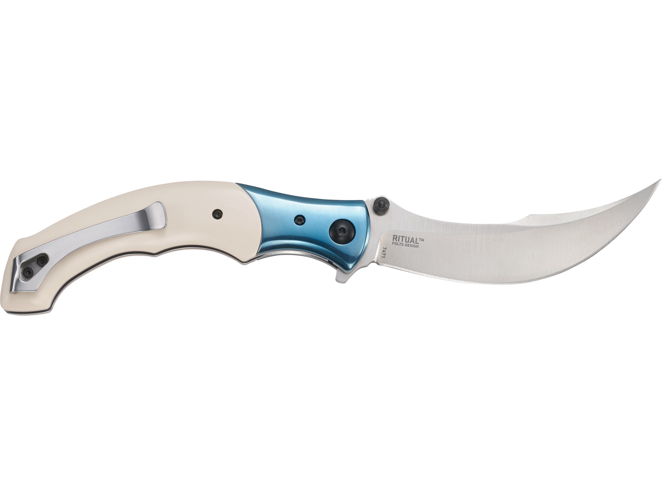 CRKT Ritual Folding Knife 4.37″ Trailing Point 12C27 Sandvik Satin Blade Resin Infused Fiber Handle White For Sale