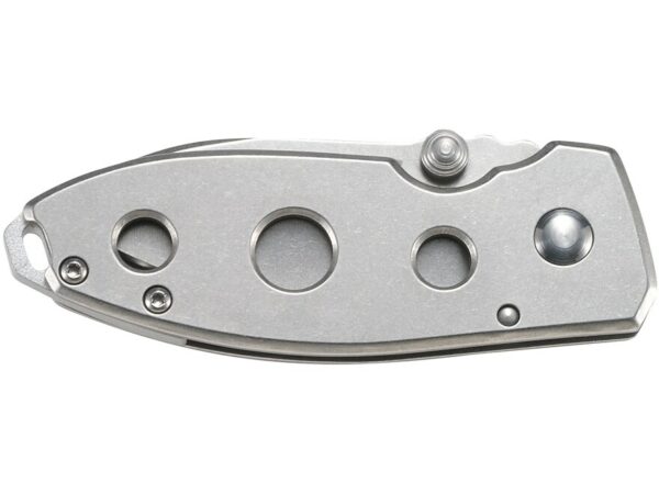 CRKT Squid Holey Folding Knife 2.25″ Drop Point 8Cr14MoV Stainless Stonewashed Blade Stainless Steel Handle Silver For Sale