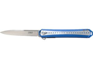 CRKT Stickler Folding Knife 3.38″ Drop Point 12C27 Sandvik Satin Blade Aluminum Handle Blue For Sale