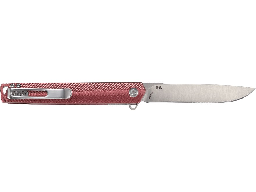 CRKT Stylus Folding Knife 3.18″ Drop Point 12C27 Sandvik Satin Blade Aluminum Handle Maroon For Sale