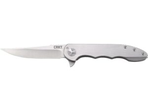 CRKT Up & At ‘EM Folding Knife 3.62″ Drop Point 8Cr13MoV Stainless Satin Blade Stainless Steel Handle Silver For Sale
