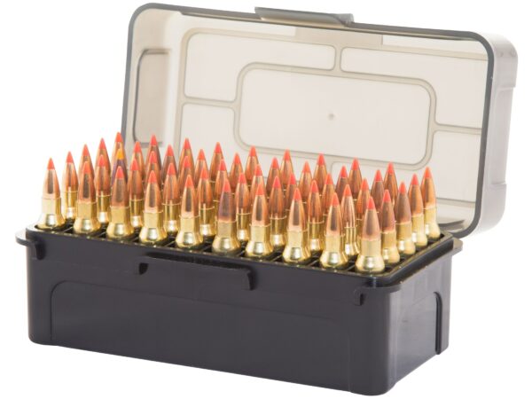 Caldwell AR Mag Charger Flip-Top Ammo Box 204 Ruger, 223 Remington 50-Round Plastic Black and Smoke 5 Pack For Sale