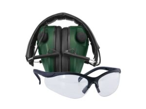 Caldwell E-MAX Low Profile Electronic Earmuffs (NRR 23dB) with Shooting Glasses For Sale