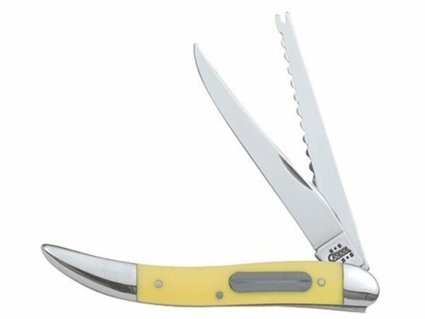 Case Fishing Folding Knife Long Clip and Scaler Stainless Steel Blades Yellow Synthetic Handle For Sale