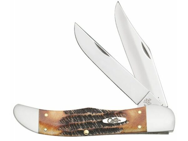 Case Folding Hunter Folding Hunting Knife 2-Blade Clip Points Stainless Steel Blades BoneStag Handle Brown For Sale