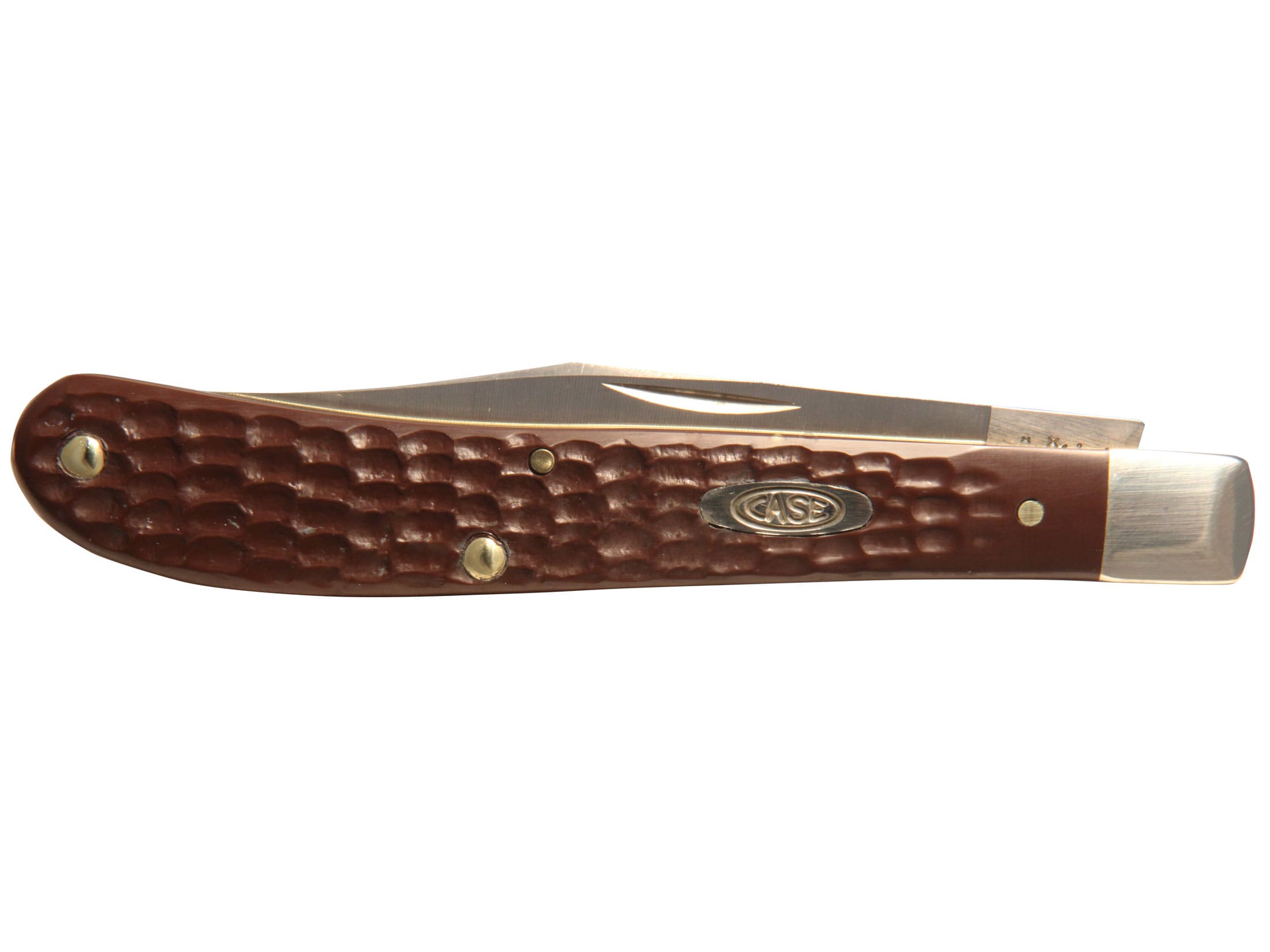 Case Working Barehead Slimline Trapper Folding Knife 3.25″ Clip Point Stainless Steel Blade Jigged Brown Brown Synthetic Handle For Sale