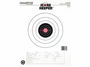 Champion Score Keeper 50 Ft Slow Fire Pistol Targets 11″ x 16″ Paper Orange Bull Pack of 12 For Sale
