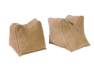 Champion Shooting Rest Bags Suede Leather Tan Pair Filled For Sale