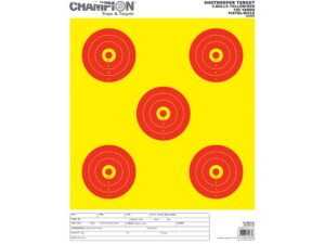 Champion ShotKeeper 5 Large Bullseye Targets 14″ x 18″ Paper Yellow/ Red Bull Pack of 12 For Sale