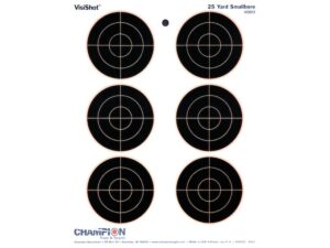 Champion VisiShot 3″ Bullseyes Targets 8.5″ x 11″ Paper Pack of 10 For Sale