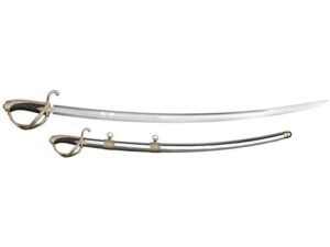 Cold Steel 1815 French Officer’s Saber Sword 32″ Clip Point 1055 Carbon Satin Blade Leather Handle Black For Sale