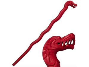 Cold Steel 39″ Lucky Dragon Walking Stick Impact Tool Polyproplyene Red For Sale