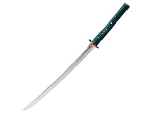 Cold Steel Dragonfly Wakizashi Long Handle Sword 22″ Clip Point 1060 Carbon Satin Blade Ray Skin Handle Teal For Sale