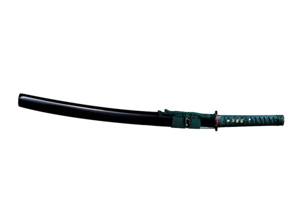 Cold Steel Dragonfly Wakizashi Sword 22″ 1055 Carbon Steel Blade Ray Skin and Silk Cord Handle Green For Sale