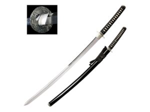Cold Steel Emperor Series Double Edge Katana Sword 28.75″ Spear Point 1060 Carbon Satin Blade Ray Skin Handle Black For Sale