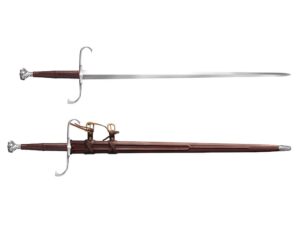 Cold Steel German Long Sword 35.5″ 1060 Carbon Steel Blade Steel Handle For Sale
