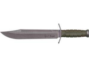 Cold Steel Lynn Thompson Signature Bowie Fixed Blade Knife 10.5″ Clip Point D2 Tool Steel Stonewashed Blade TPU Handle OD Green For Sale