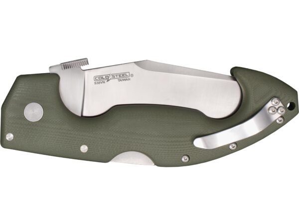 Cold Steel Lynn Thompson Signature Spartan Folding Knife 4.5″ Fully Serrated Kukri CPM S35VN Stonewashed Blade G10 Handle OD Green For Sale