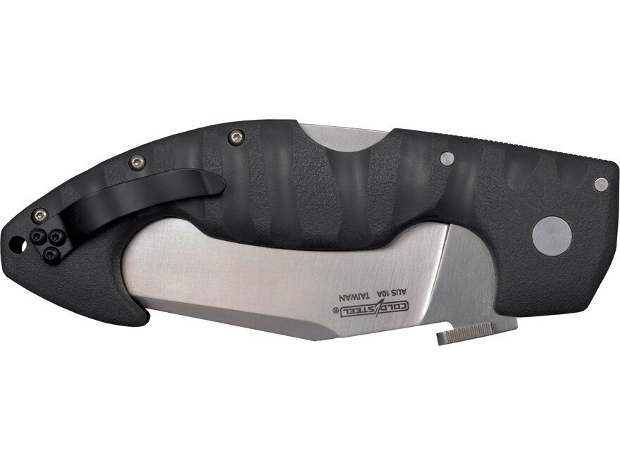Cold Steel Spartan Folding Tactical Knife 4.5″ Recurve Point Carpenter AUS-10A Steel Blade Grivory Handle Black For Sale