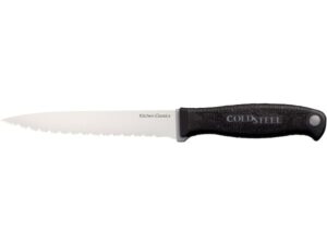 Cold Steel Steak Fixed Blade Knife 4.625″ Fully Serrated Steak 4116 Stainless Steel Polished Blade Griv-Ex Handle Black For Sale