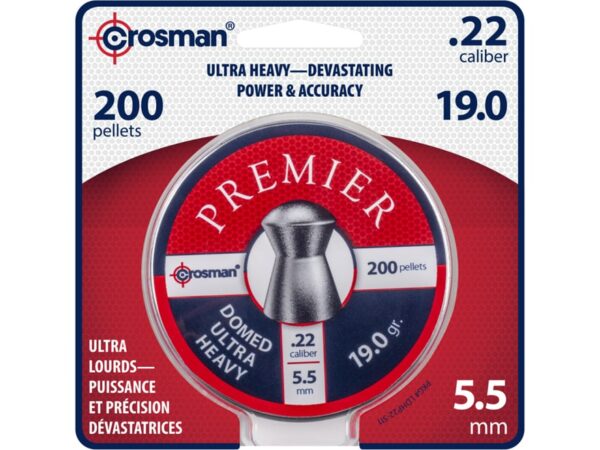 Crosman Ultra Heavy Air Gun Pellets 22 Caliber 19 Grain Domed Tin of 200 For Sale