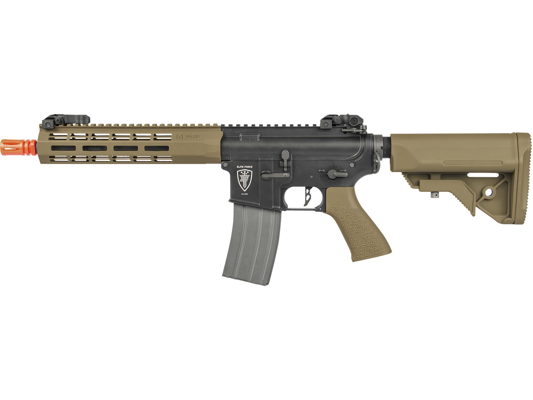Elite Force M4 CQB Competition AEG Airsoft Rifle 6mm BB Battery Powered Full-Auto Two Tone Tan For Sale
