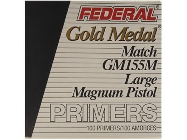 Federal Premium Gold Medal Large Pistol Magnum Match Primers #155M Box of 1000 (10 Trays of 100) For Sale