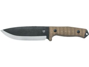 Fox Knives Bushman Fixed Blade Knife 6.3″ Drop Point D2 Tool Steel Black Blade Micarta Handle Tan For Sale