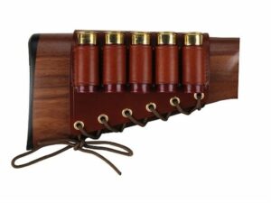 Galco Shotgun Cheek Rest 12 Gauge Shotshell Ammunition Carrier Leather Brown For Sale