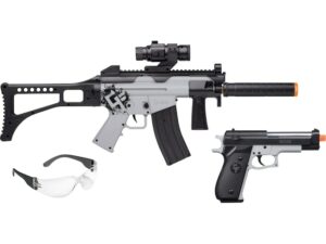 Game Face Ghost Affliction Airsoft Rifle & Pistol Kit 6mm BB Battery Powered Full-Auto Black Gray For Sale