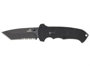 Gerber 06 Fast Folding Knife 3.875″ Serrated Tanto 7Cr17MoV Black Stainless Steel Blade G-10 Handle Black For Sale
