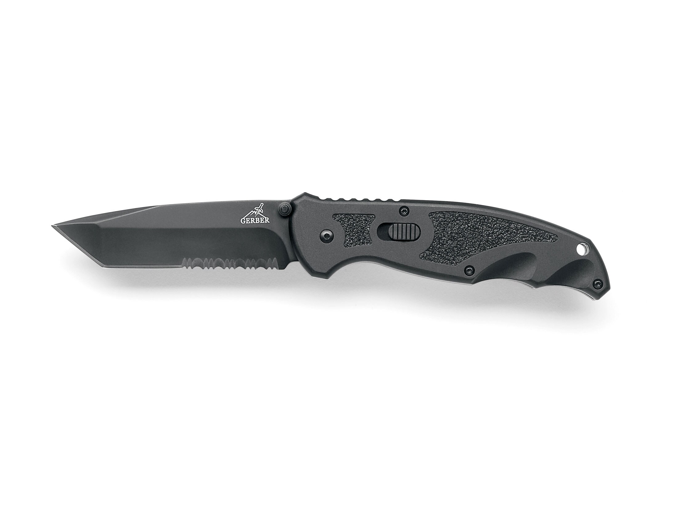Gerber Answer F.A.S.T. Assisted Opening Folding Knife 3.3″ Serrated Tanto 7Cr17 Black Stainless Steel Blade Aluminum Handle Black For Sale
