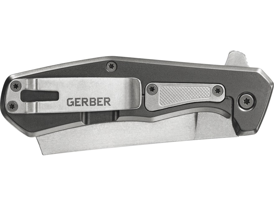 Gerber Asada Folding Knife 3″ Cleaver 7Cr17MoV Stainless Satin Blade Stainless Steel and Aluminum Handle Onyx For Sale