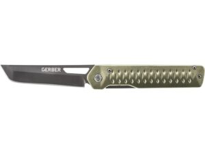 Gerber Ayako Folding Knife 3.5″ Tanto Point 7Cr17MoV Stainless Titanium Nitride Blade Stainless Steel and Aluminum Handle Green For Sale