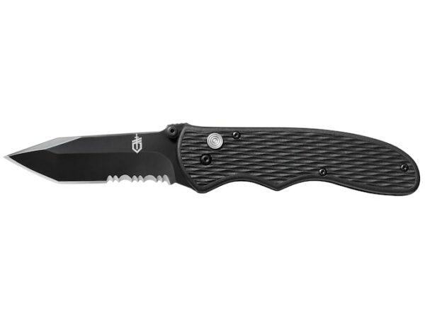 Gerber Fast Draw Folding Pocket Knife 3.0″ Serrated Tanto Point 7Cr17MoV Steel Blade Nylon Handle Black For Sale