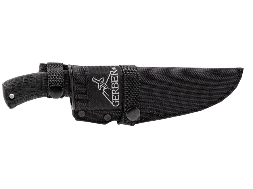 Gerber Gator Fixed Blade Hunting Knife 4.5″ Drop Point 420 HC Stainless Steel Blade Gator Grip Handle Black For Sale