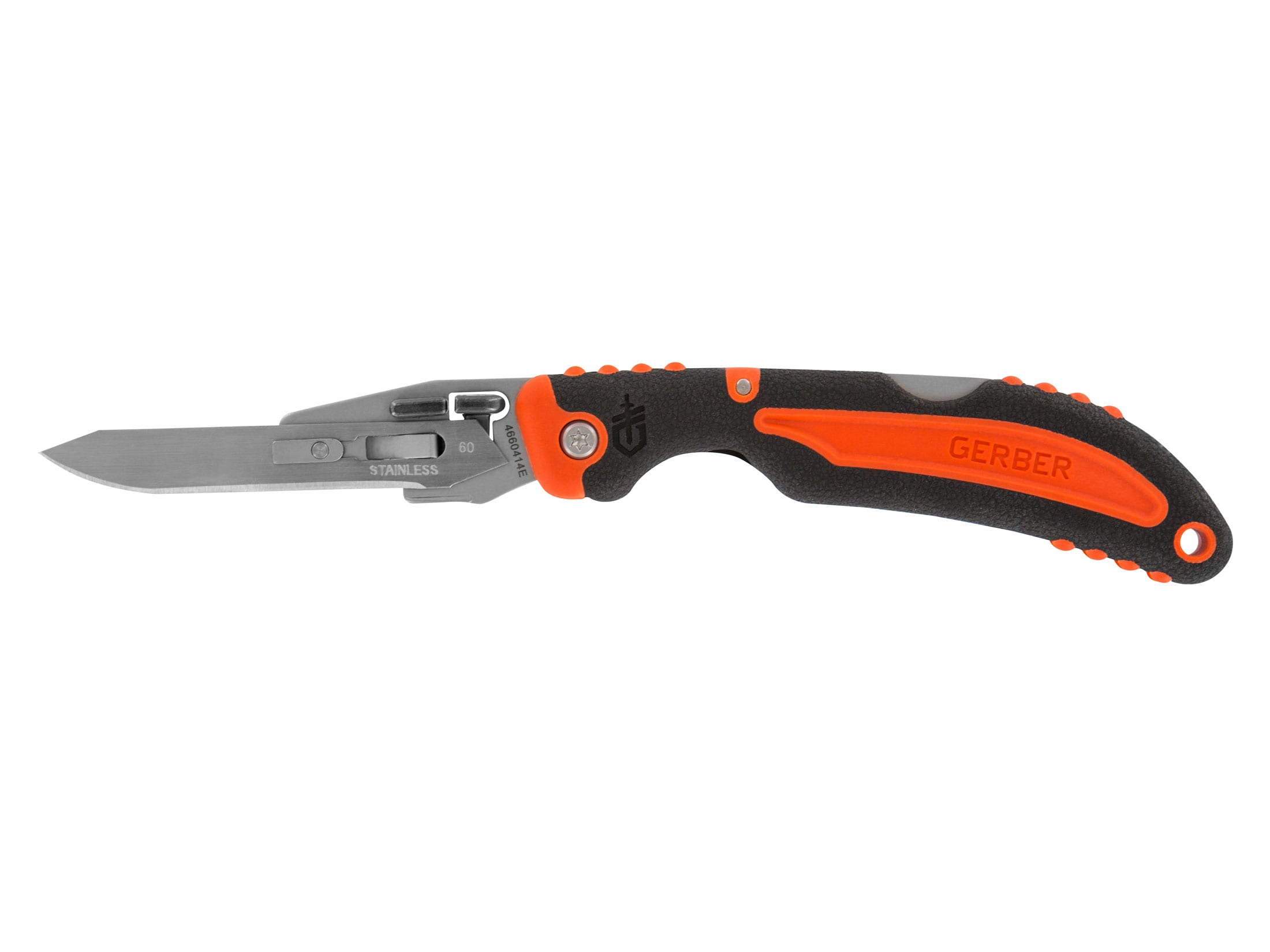 Gerber Vital Folding Skinning Knife Overmolded Rubber Handle Orange and Black For Sale