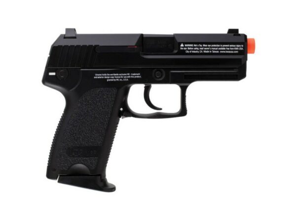 HK USP Compact Airsoft Pistol 6mm BB Green Gas Powered Semi-Automatic Black For Sale