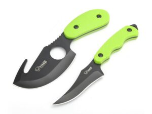HME 2 Piece Skinning Kit Black 420HC Stainless Steel Blades TPR Handles Green For Sale