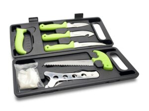 HME 8 Piece Field Dressing Kit Stainless Steel Blades Rubberized Handles Green For Sale
