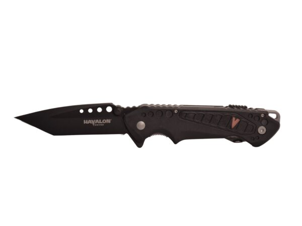 Havalon Knives EXP Folding Knife 3.06″ Tanto Point AUS-8 Stainless Black TI Blade Fiberglass Reinforced Nylon (FRN) Handle Black For Sale