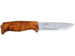 Helle Gaupe Fixed Blade Knife 4.21″ Straightback 12C27 Steel Satin Blade Birch Handle Brown For Sale