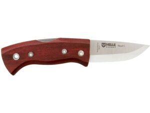 Helle Raud Small Folding Knife 3.1″ Straightback 12C27 Sandvik Satin Blade Birch Handle Red For Sale