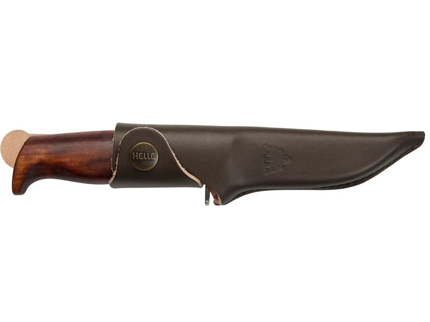 Helle Speider Fixed Blade Knife 3.5″ Drop Point 12C27 Sandvik Satin Blade Birch Handle Brown For Sale