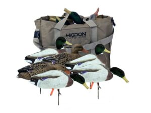 Higdon Magnum Field Duck Full-Body Flocked Head Mallard Duck Decoy with Slot Bag Polymer Pack of 6 For Sale