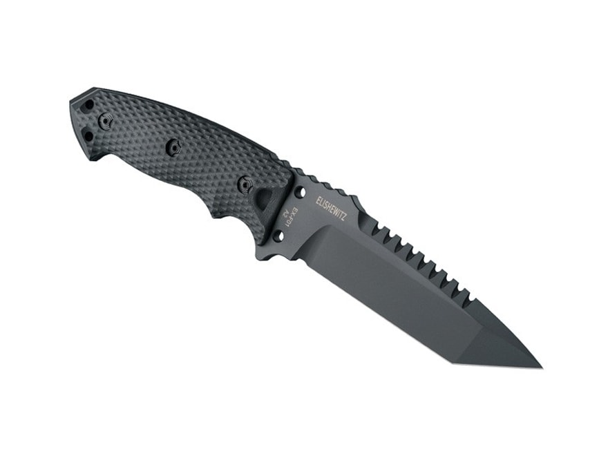 Hogue EX-F01 Fixed Blade Knife 5.5″ Black Tanto A2 Tool Steel Blade G-10 Handle Black For Sale