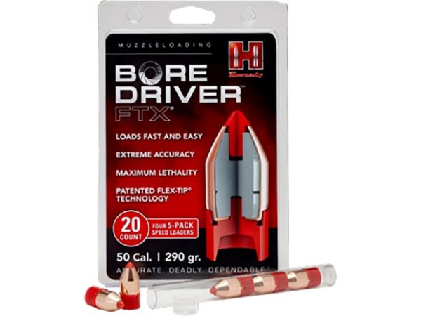 Hornady Bore Driver Muzzleloading Bullets 50 Caliber 290 Grain FTX Pack of 20 For Sale